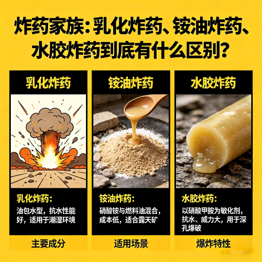 云溪炸药家族：乳化炸药、铵油炸药、水胶炸药到底有什么区别？
